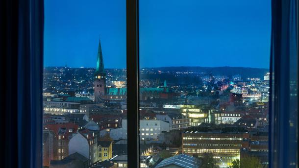Udsigt ud over Aarhus fra hotel Comwell Aarhus