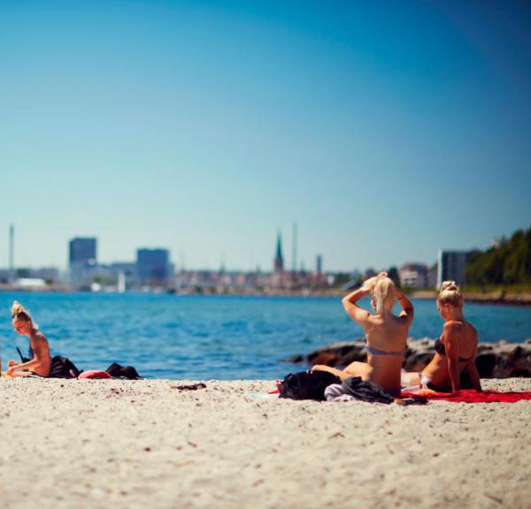 Sommer und Strand nahe Aarhus in Dänemark