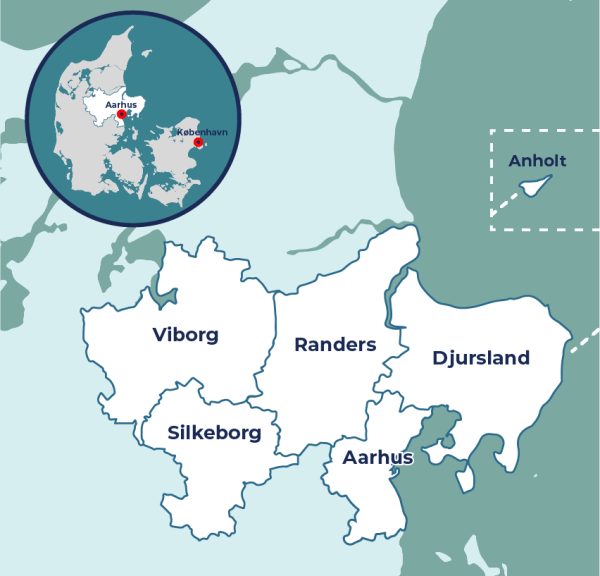Int - The Aarhus Region on a map 