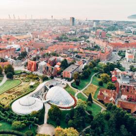 Luftfoto af Aarhus set fra Væksthusene