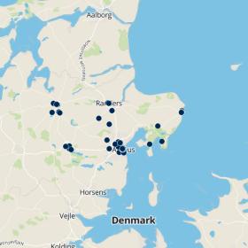 Kort over hoteller i Aarhusregionen