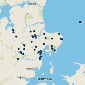 Kort over restauranter i Aarhusregionen